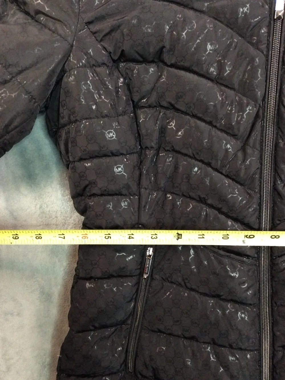 Michael Kors Black Quilted Hooded Puffer Jacket with Subtle Logo Print